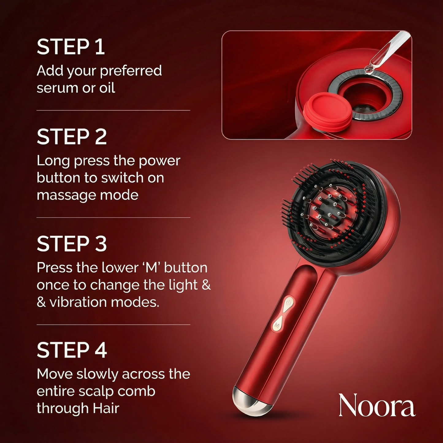 Noora's 3-1 Red Light Therapy Scalp Massager